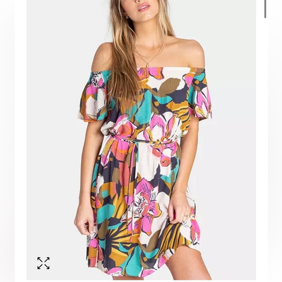 Billabong Both Ways Floral Off the Shoulder Dress. Small. NWT! - Picture 1 of 8